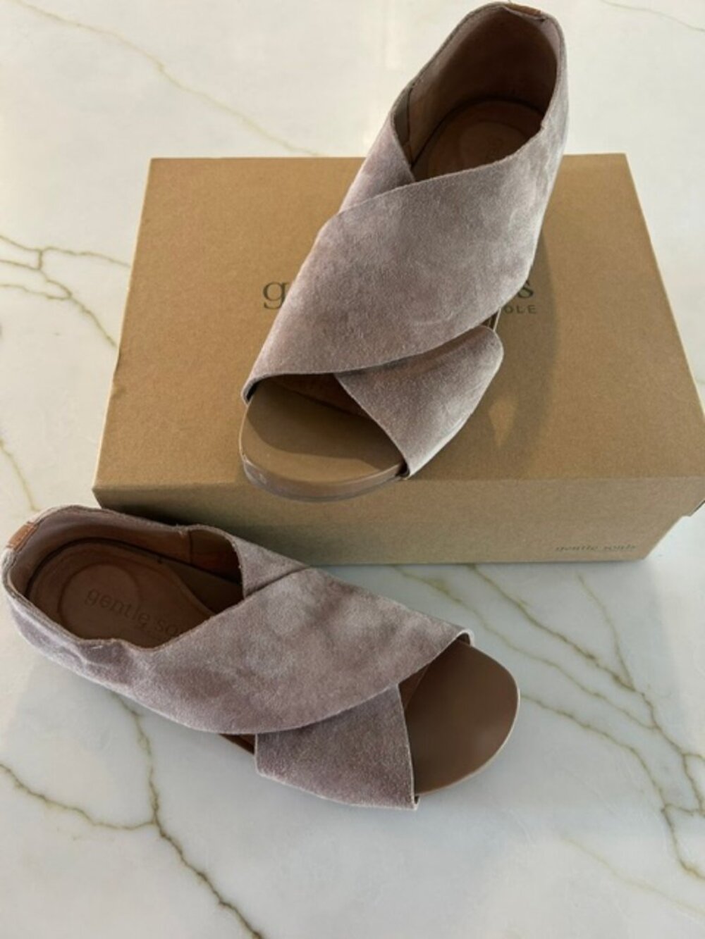 Gentle Souls Women's Mushroom Suede Sandals by Kenneth Cole